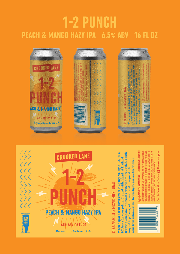 1-2 Punch - Peach and Mango Hazy IPA (4-Pack of 16 oz. cans)